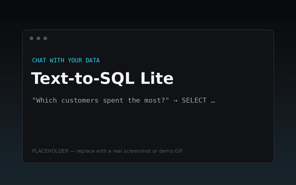 Screenshot of Text-to-SQL Lite: a chat interface that converts natural language into SQL queries